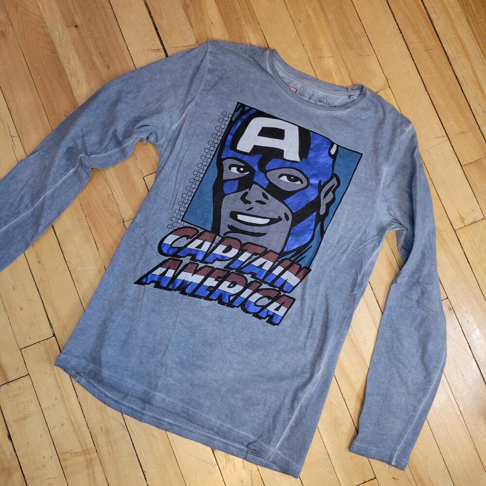Zara Boys x Marvel Comics Captain America Long Sleeve Tee Size 13/14 / 164cm — M